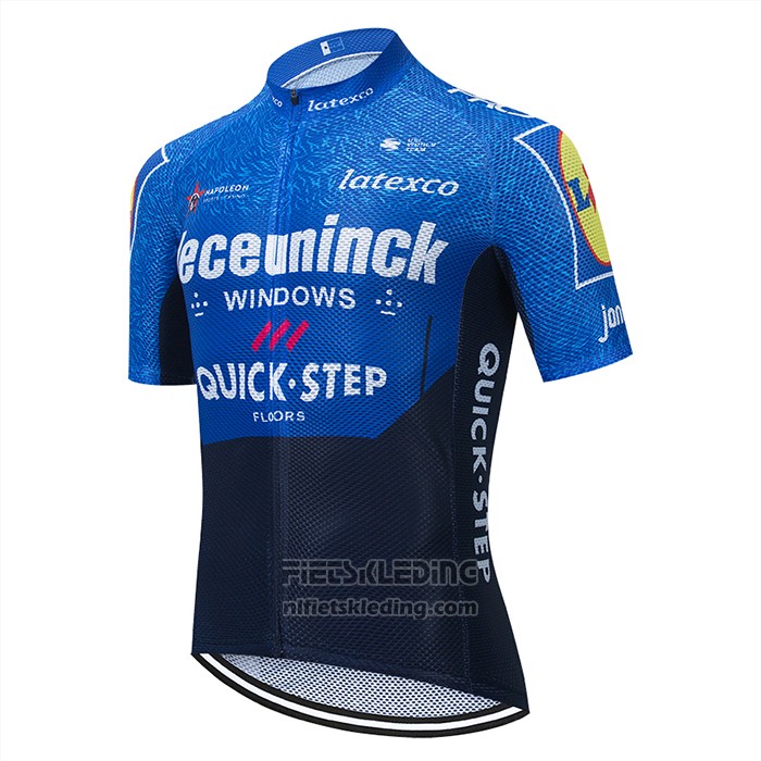 2021 Fietskleding Deceuninck Quick Step Blauw Violet Korte Mouwen en Koersbroek